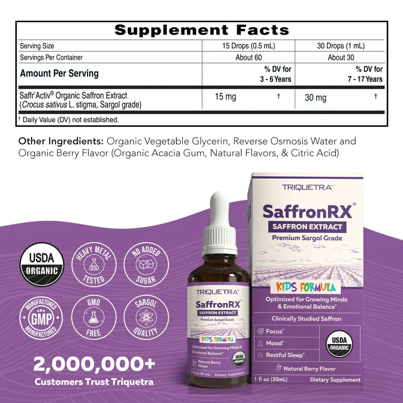 Give Kids Calm Focus & Peaceful Sleep with Organic Saffron Drops