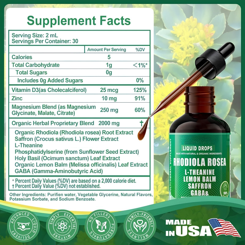 Organic 10 in 1 Rhodiola Rosea Liquid Drops