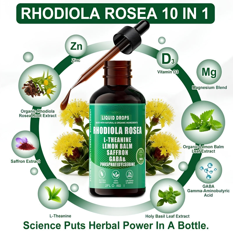 Organic 10 in 1 Rhodiola Rosea Liquid Drops