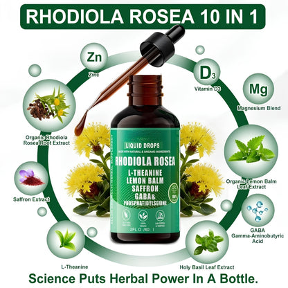 Organic 10 in 1 Rhodiola Rosea Liquid Drops