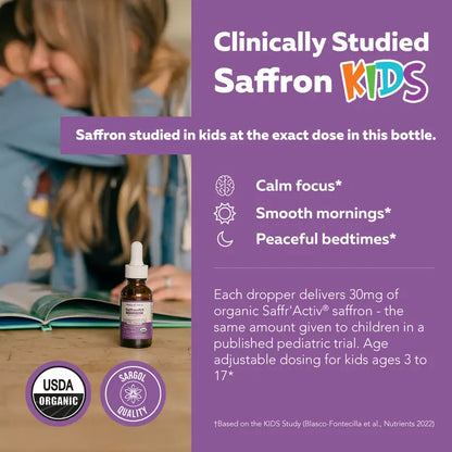 Give Kids Calm Focus & Peaceful Sleep with Organic Saffron Drops