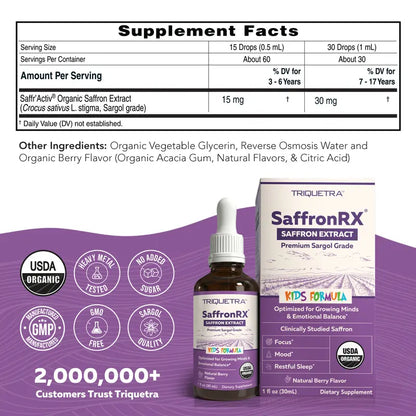 Give Kids Calm Focus & Peaceful Sleep with Organic Saffron Drops